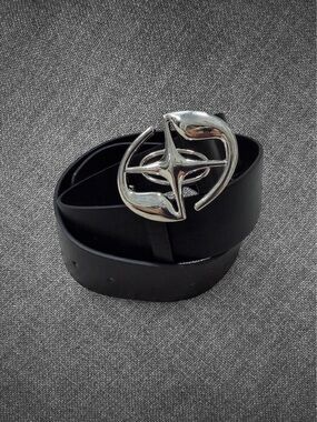 Black  Belt With Large Silver Buckle